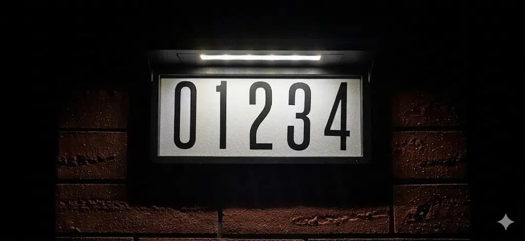 Illuminated recessed address panel with solar LED lighting